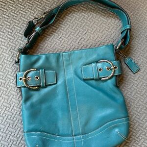 Teal Leather Shoulder Bag